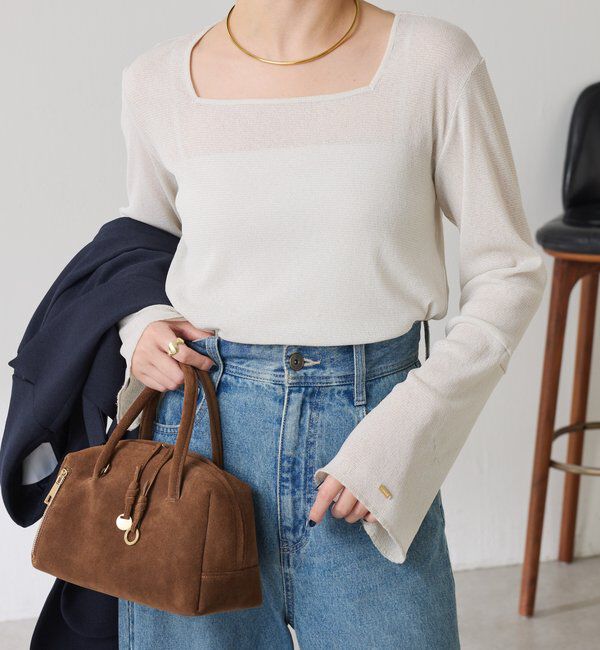  「シアーラメリブスクエアカットソー」|Tシャツ・カットソー|