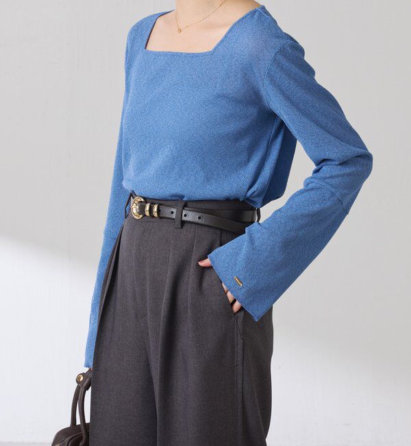  「シアーラメリブスクエアカットソー」|Tシャツ・カットソー|