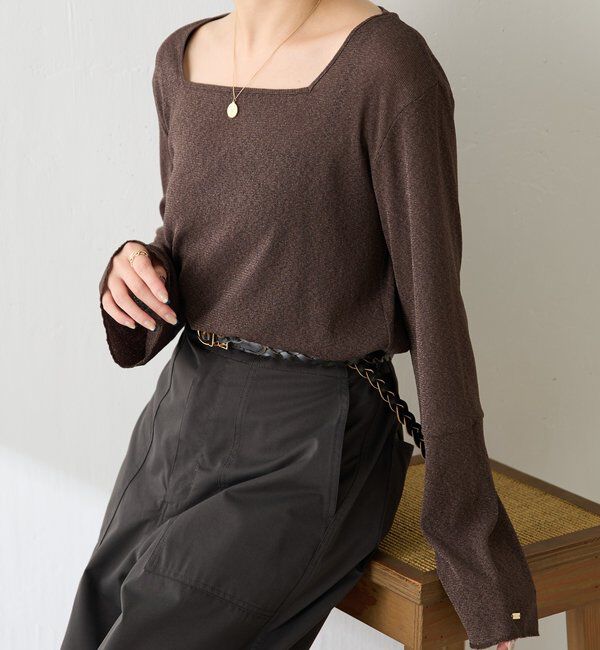  「シアーラメリブスクエアカットソー」|Tシャツ・カットソー|