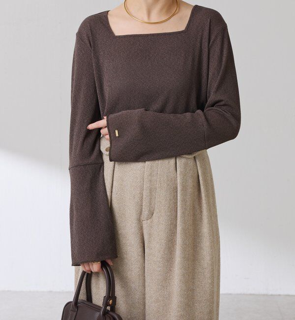  「シアーラメリブスクエアカットソー」|Tシャツ・カットソー|