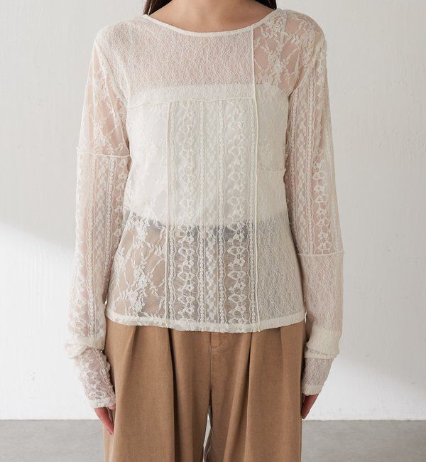  「QanosレースパッチワークロンT」|Tシャツ・カットソー|