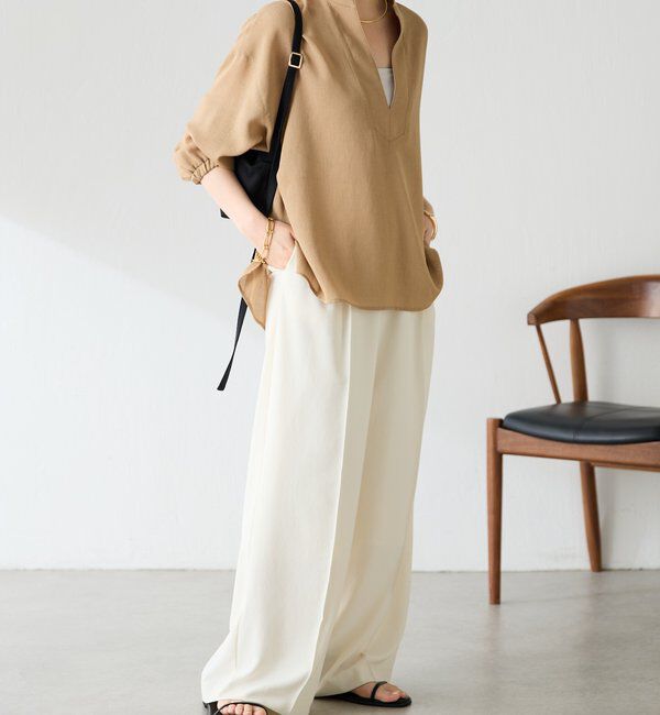  「《マイナス3kg見え/サイズ展開豊富》ジャージワイドパンツ」|スラックス|