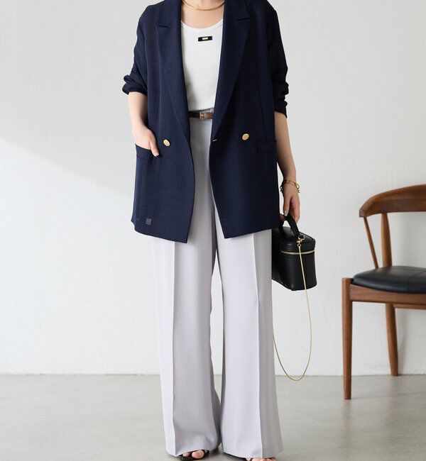  「《マイナス3kg見え/サイズ展開豊富》ジャージワイドパンツ」|スラックス|