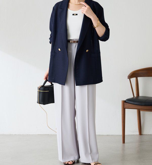  「《マイナス3kg見え/サイズ展開豊富》ジャージワイドパンツ」|スラックス|