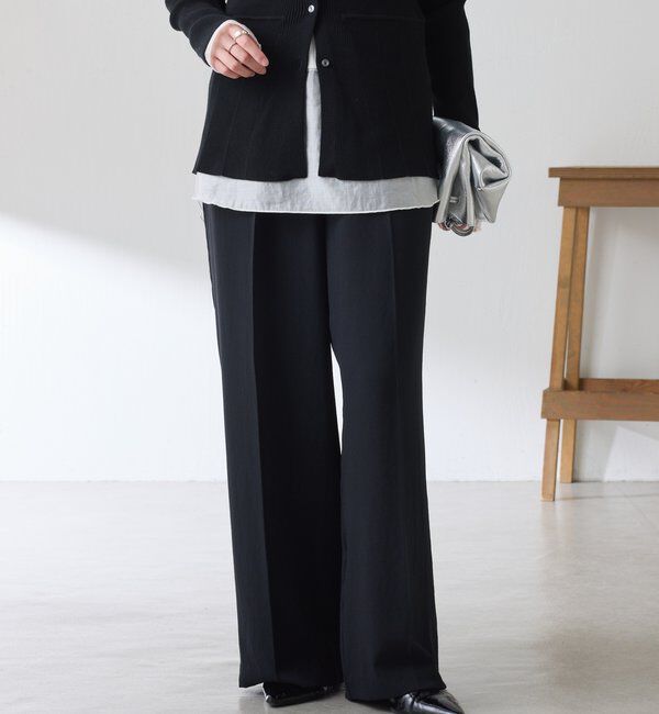  「《マイナス3kg見え/サイズ展開豊富》ジャージワイドパンツ」|スラックス|