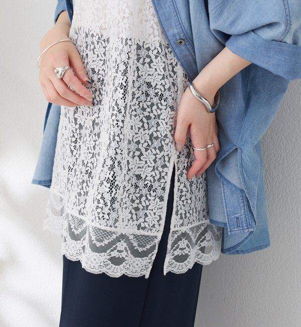  「《着映えアイテム》スカラップレースキャミソール」|シャツ・ブラウス|