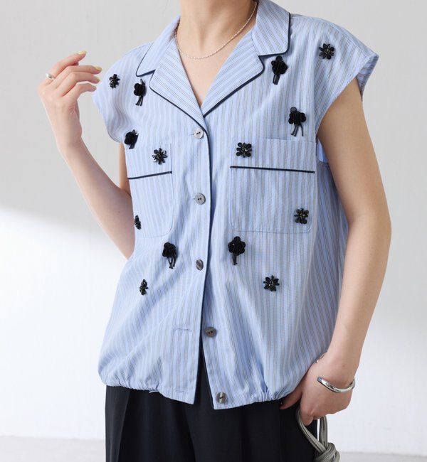  「ビジューストライプブラウス」|シャツ・ブラウス|