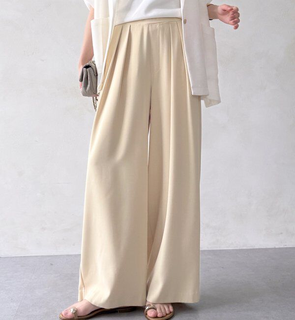  「【累計販売数3万枚突破/21色4サイズ展開！】タックワイドパンツ」|チノ|