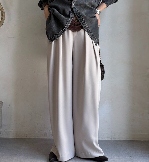  「【累計販売数3万枚突破/21色4サイズ展開！】タックワイドパンツ」|チノ|