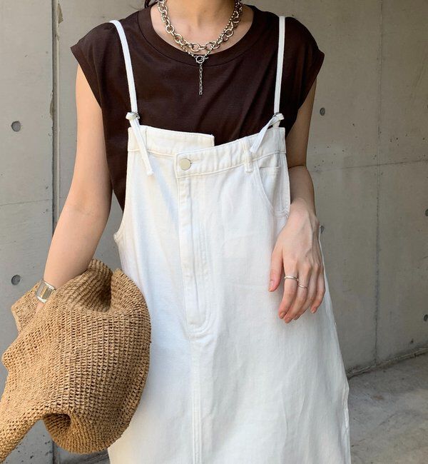  「裾フリンジデニムジャンスカ」|ワンピース|