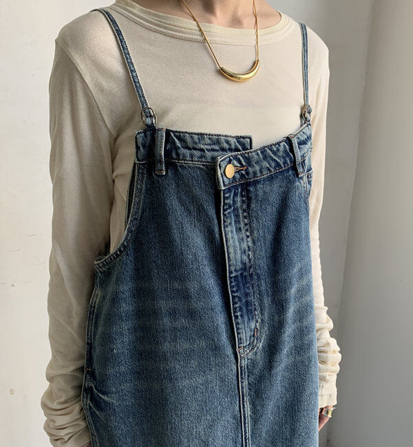  「裾フリンジデニムジャンスカ」|ワンピース|