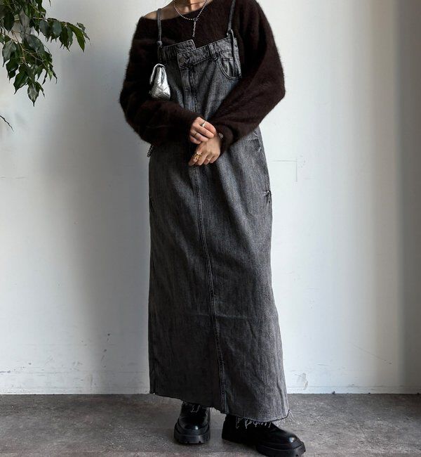  「裾フリンジデニムジャンスカ」|ワンピース|