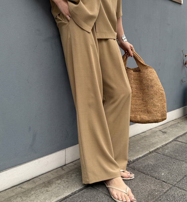  「接触冷感ワイドパンツ」|チノ|ベージュ