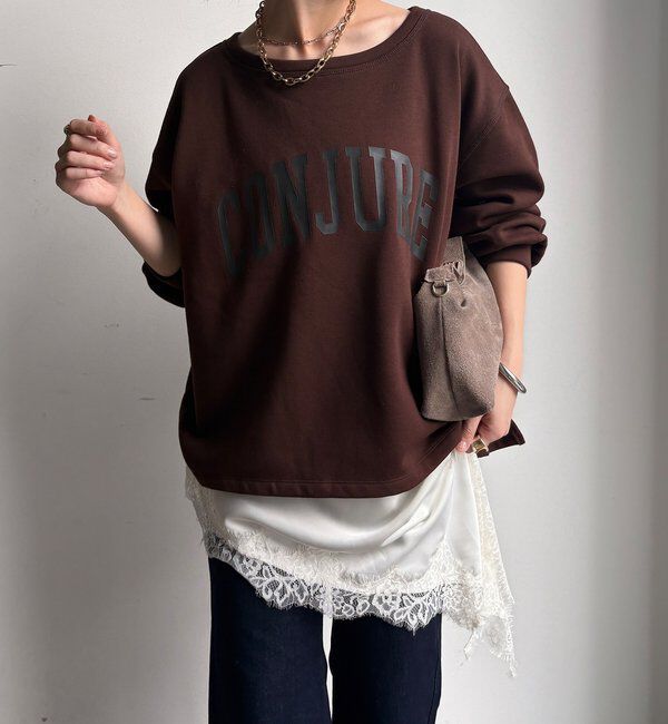  「前後ロゴプリント裏起毛プルオーバー」|Tシャツ・カットソー|