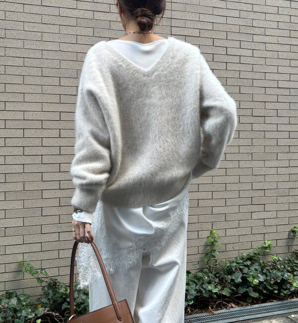  「ジョーゼットアシメレース切替ブラウス」|シャツ・ブラウス|