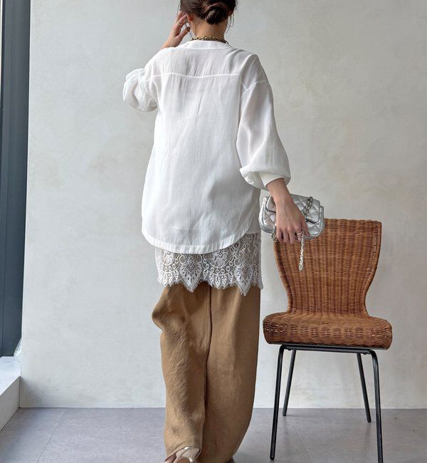  「【WEB限定】ノーカラーブルゾンライクシャツ」|シャツ・ブラウス|