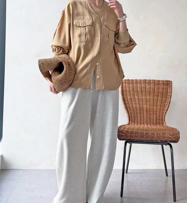  「【WEB限定】ノーカラーブルゾンライクシャツ」|シャツ・ブラウス|