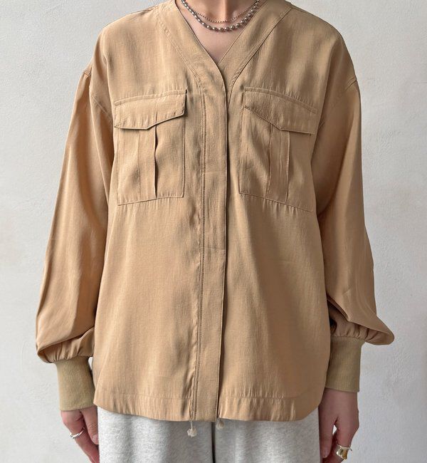  「【WEB限定】ノーカラーブルゾンライクシャツ」|シャツ・ブラウス|