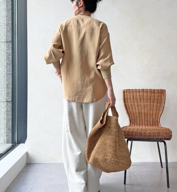  「【WEB限定】ノーカラーブルゾンライクシャツ」|シャツ・ブラウス|