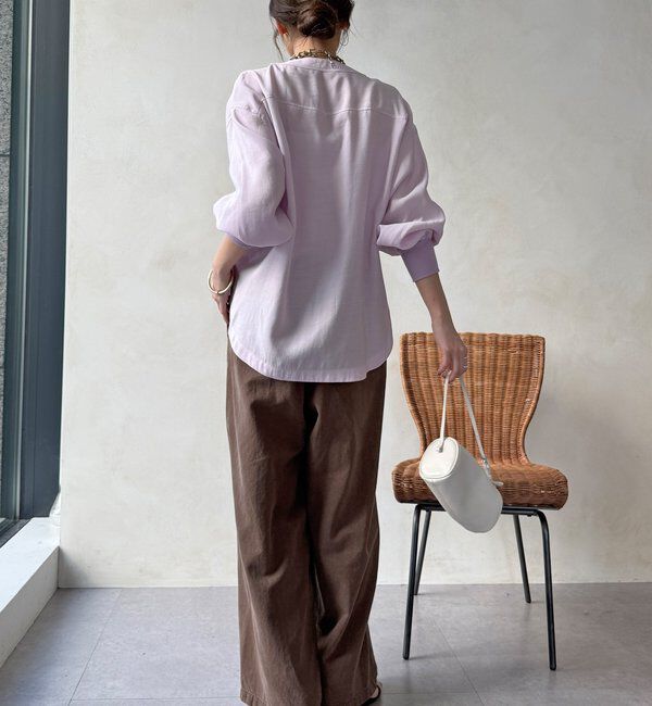  「【WEB限定】ノーカラーブルゾンライクシャツ」|シャツ・ブラウス|