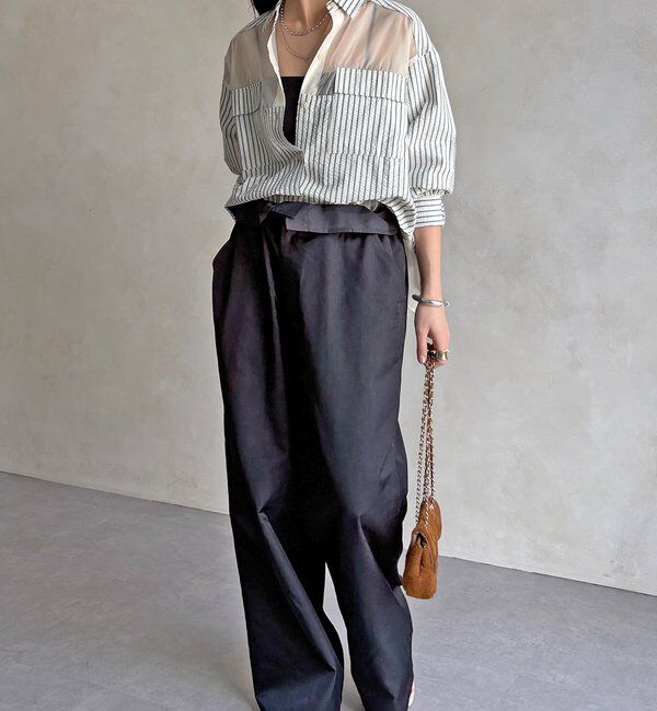  「【WEB限定】ストライプシアー切替シャツ」|シャツ・ブラウス|