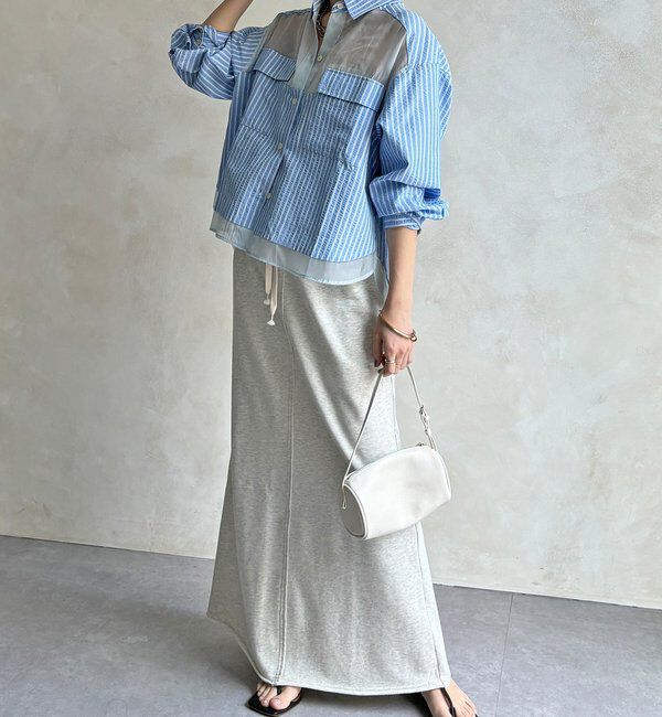  「【WEB限定】ストライプシアー切替シャツ」|シャツ・ブラウス|