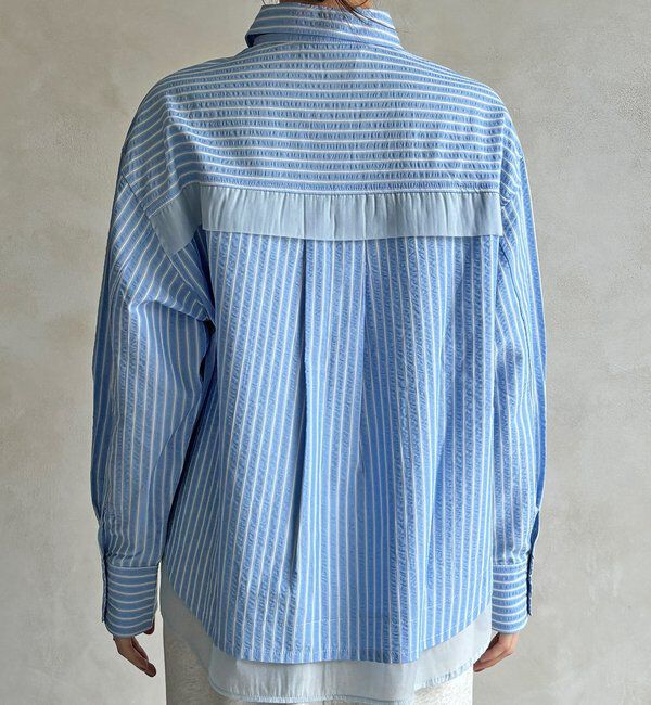  「【WEB限定】ストライプシアー切替シャツ」|シャツ・ブラウス|