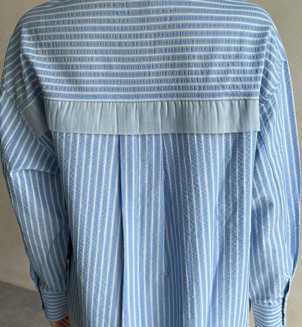  「【WEB限定】ストライプシアー切替シャツ」|シャツ・ブラウス|