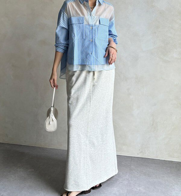  「【WEB限定】ストライプシアー切替シャツ」|シャツ・ブラウス|