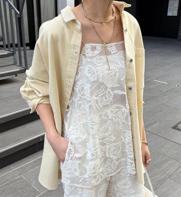  「【セットアップ可能】メッシュレースキャミ」|シャツ・ブラウス|オフホワイト