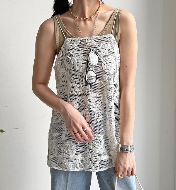  「【セットアップ可能】メッシュレースキャミ」|シャツ・ブラウス|