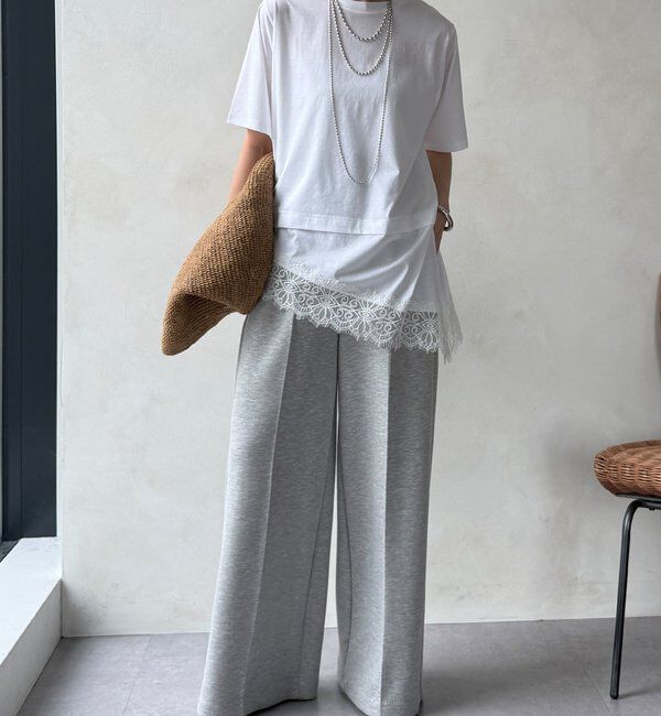  「裾レースアシメTEE」|Tシャツ・カットソー|