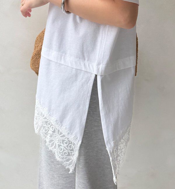  「裾レースアシメTEE」|Tシャツ・カットソー|