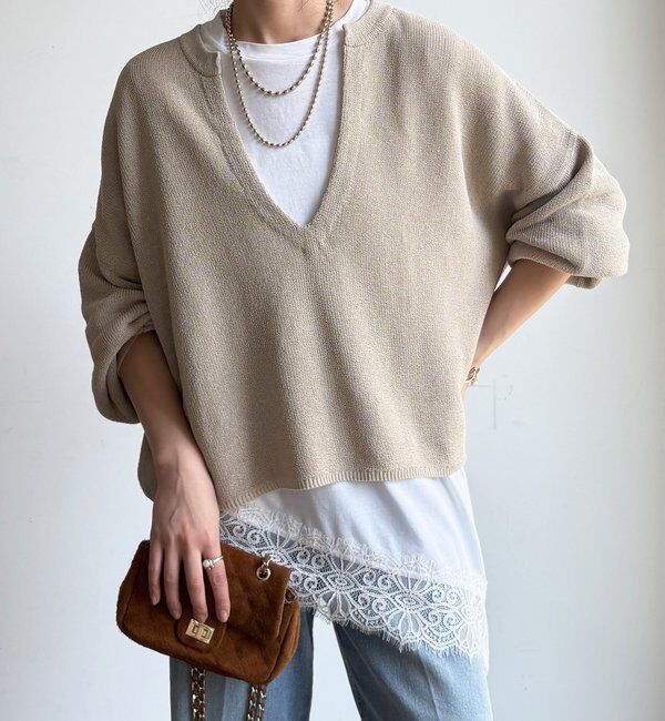  「裾レースアシメTEE」|Tシャツ・カットソー|