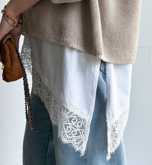  「裾レースアシメTEE」|Tシャツ・カットソー|