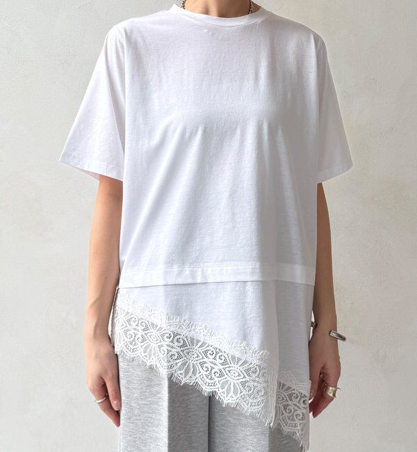  「裾レースアシメTEE」|Tシャツ・カットソー|