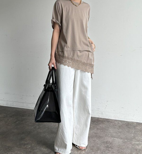  「裾レースアシメTEE」|Tシャツ・カットソー|