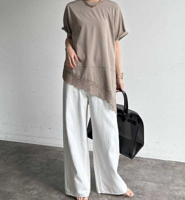  「裾レースアシメTEE」|Tシャツ・カットソー|