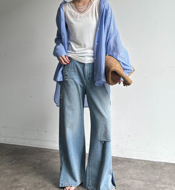  「シアー切替タンク」|Tシャツ・カットソー|