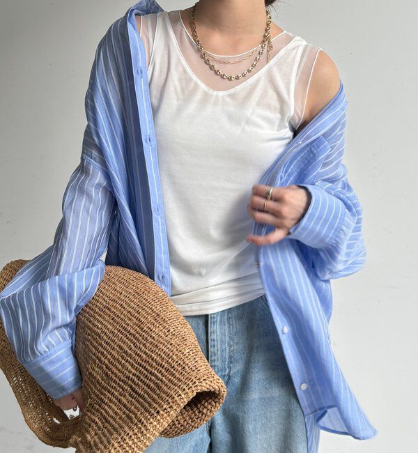  「シアー切替タンク」|Tシャツ・カットソー|