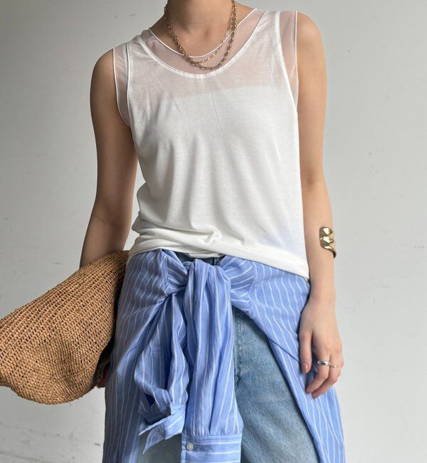  「シアー切替タンク」|Tシャツ・カットソー|