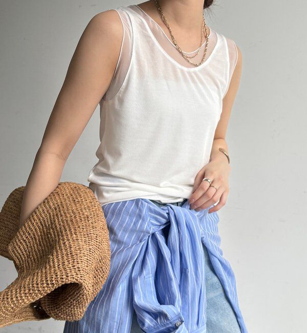  「シアー切替タンク」|Tシャツ・カットソー|
