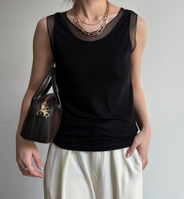  「シアー切替タンク」|Tシャツ・カットソー|