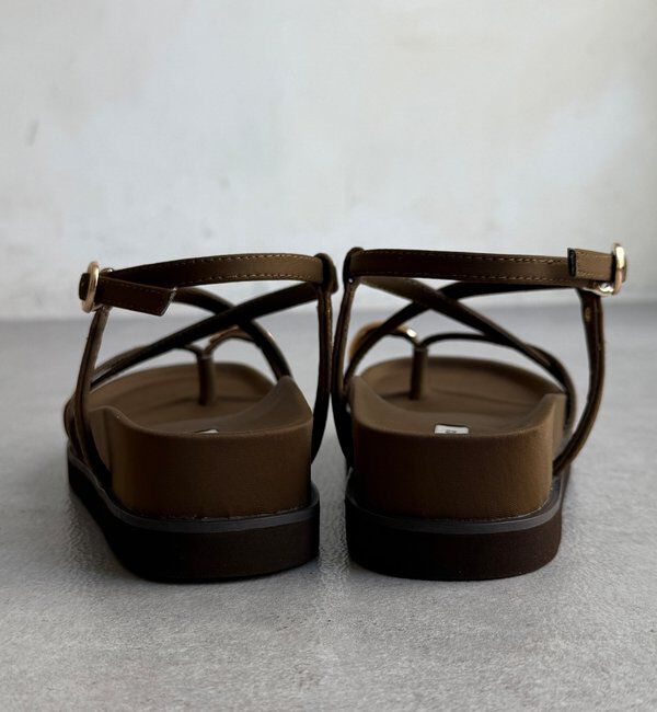  「【WEB限定】GOLDトングフラットクロスサンダル」|その他|