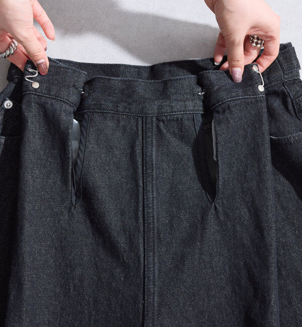  「【3サイズ】デニムタックワイドパンツ」|デニム|