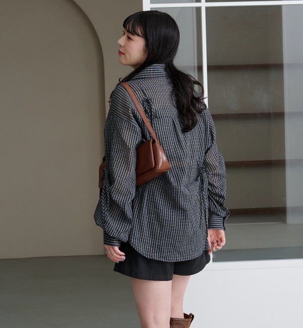  「【新色追加/S.Mサイズ展開】チェックギャザーシャツ」|シャツ・ブラウス|