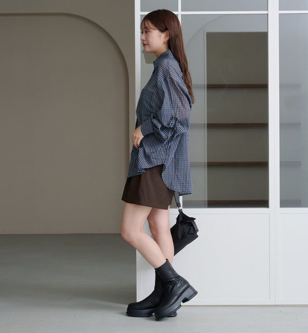  「【新色追加/S.Mサイズ展開】チェックギャザーシャツ」|シャツ・ブラウス|