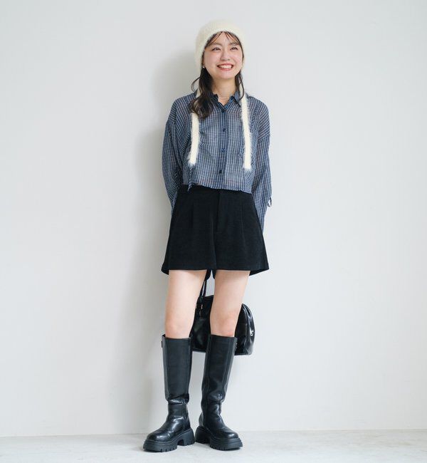  「【新色追加/S.Mサイズ展開】チェックギャザーシャツ」|シャツ・ブラウス|