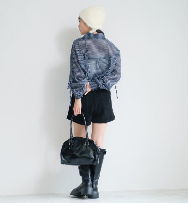  「【新色追加/S.Mサイズ展開】チェックギャザーシャツ」|シャツ・ブラウス|