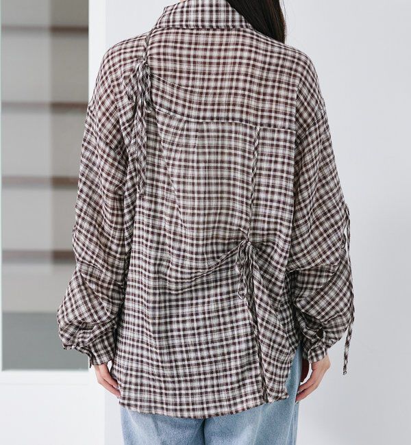  「【新色追加/S.Mサイズ展開】チェックギャザーシャツ」|シャツ・ブラウス|